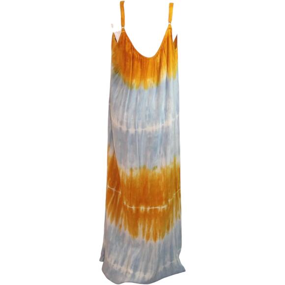 Knox Rose Orange Tie-Dye Sleeveless Maxi Dress, Rayon/Linen Blend, Size Medium - Picture 2 of 7
